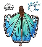Schmetterling Kostüm Damen Flügel Schmetterlingsflügel Erwachsene Mädchen Faschingskostüme Damen Umhang Verkleidung Schmetterlings Kostüm Zubehör 3 Set mit Schmetterling Haarreif Gesichtsmaske