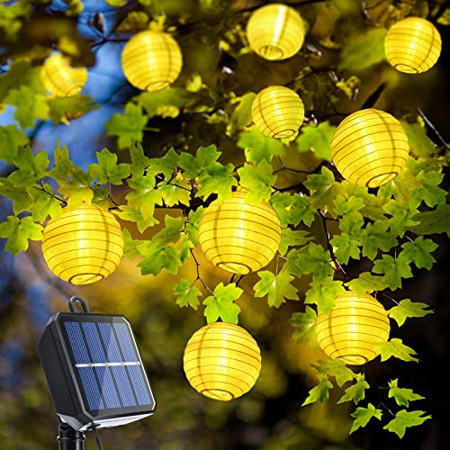 Qedertek Solar Lichterkette Aussen - 4M 20 LED Solar Lampions Außen Wasserdicht 2 Modi Solar Lichterkette Laternen für Garten Bäume Terrasse Hochzeiten Party Fest Deko (Warmweiß)