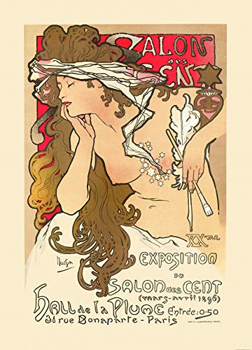 1art1 Alphonse Mucha Salon des Cent, Paris 1896, 2-Teilig Selbstklebende Fototapete Poster-Tapete 250x180 cm