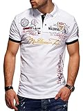 behype. Herren Kurzarm Polo-Shirt Bedruckt Maldivian 20-3020 Weiß L