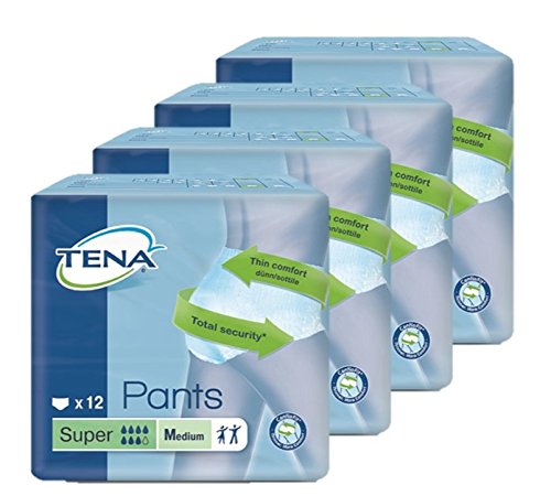 TENA Pants Super Medium (M) - Inkontinenz-Slips (1 Karton = 4x12 = 48 Stück)