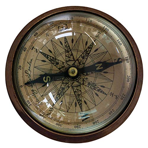 aubaho Kompass Maritim Schiff Dekoration Navigation Messing Glas Antik-Stil - 12cm