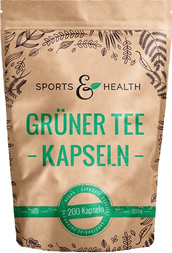 Grüner Tee Kapseln - 1.000 mg pro Tagesdosierung - 200 Kapseln - Vegan - Qualität Der Grüner Tee Kapseln In Deutschland Geprüft - Grüner Tee Extrakt Grüntee Extrakt