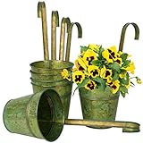 Oairse 6er Set Hängende Blumentöpfe mit abnehmbaren Metallhaken, Blumentöpfe aus verzinktem Stahl perfekt für Moderne Dekoration und Pflanztöpfe, für Pflanzen im Freien, Balkon, Garten