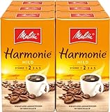 Melitta Gemahlener Röstkaffee, Filterkaffee, ausgewogen und mild, Stärke 2, Harmonie mild, 6er Pack (6 x 500 g)