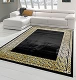 Teppich-Traum Gästezimmerteppich mit klassischer Bordüre in schwarz Gold, Größe 160x230 cm