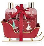 BRUBAKER Cosmetics Bade- und Dusch Set Winter Beeren Duft - 6-teiliges Geschenkset im Schlitten Weihnachten - Weihnachtsset für Frauen und Männer