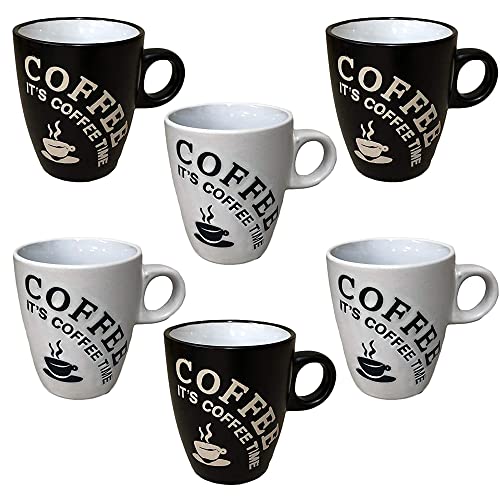 Doriantrade Kaffeebecher 6 Stück Coffee Tassen Kaffeetassen Schwarz & Weiß 150ml aus Keramik Kaffee Becher Tasse Black & White