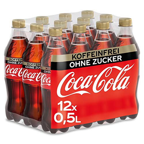 Coca-Cola Zero Sugar Koffeinfreies Erfrischungsgetränk - kein Koffein, null Zucker und ohne Kalorien, Einweg Flasche (12 x 500ml)
