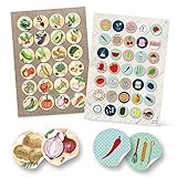 24 + 35 runde Aufkleber Küche Essen Lebensmittel Ernährung Sticker selbstklebend Deko Etiketten basteln Scrapbooken