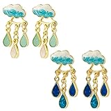 PPJSKS S925 Silver Needle Weather Theme Rainy Cloud Earrings,Raindrop Rain Cloud Earring Pendant,Cute Creative Rain Cloud Earring, Women's Earring Jewelry (Two Pairs)