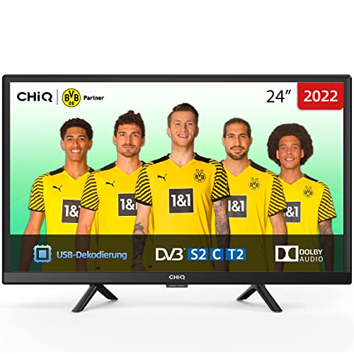 CHiQ LED Fernseher, 60 cm (24 Zoll), USB-Blu-Ray-Dekodierung, Dolby Audio, Triple Tuner (DVB-T/T2/C/S/S2), HDMI/USB/CI/RF,Hotelmodus,Monitor und TV mit Doppeltem Verwendungszweck