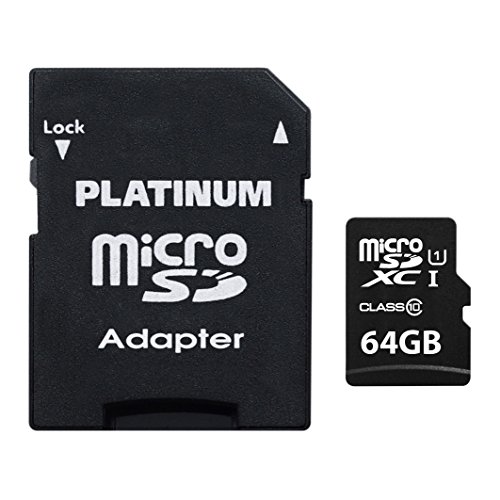 Platinum High Speed microSDXC Karte 64GB Class 10 UHS-I U1 Speicherkarte inkl. SD Adapter - Micro SD Karte für Smartphone, Tablet, Kamera 177323