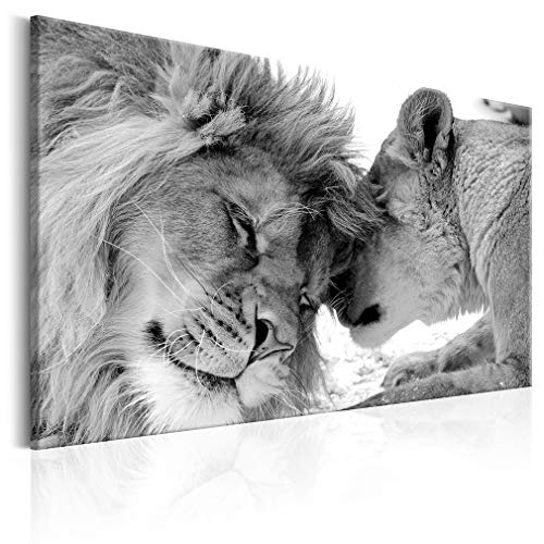 decomonkey Bilder Wandbilder Löwe Afrika Löwenpaar 120x80 cm 1 Teilig Leinwandbilder Bild auf Leinwand Wandbild Wand Wohnzimmer Wanddekoration Deko Tiere Wildlife Natur Savanne