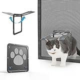 NAMSAN Haustierklappe Fliegengitter mit Magnet Hundeklappe Katzenklappe für Fliegengittertür Abschließbar Haustiertür für Katzen/Hunde