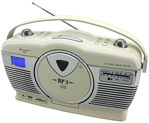 Soundmaster RCD1350BE Retro Radio mit CD-MP3, USB, SD, LCD-Uhr mit Wecker