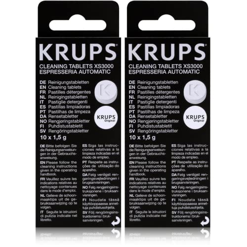 BUNDLES FOR YOU - Original Krups Reinigungstabletten Vorratspack als 2er Set - Für Espressia XS3000 XS300010 (2er Set Vorratspack, 2x10 Stück)