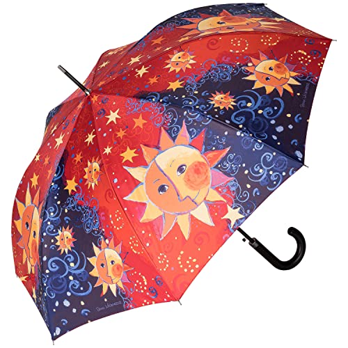 VON LILIENFELD Regenschirm Auf-Automatik Rosina Wachtmeister: Sole Stabil Bunt Sonne Mond Sterne Stockschirm Kunst