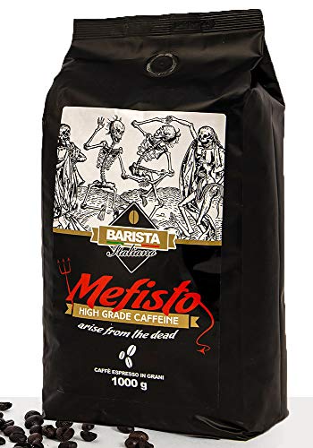 Barista Italiano 🔱 Mefisto - Extrem Starker Kaffee 🔱 1KG Kaffeebohnen 🔱 Stark Koffeinhaltiger Kaffee 🔱 Premium Robusta