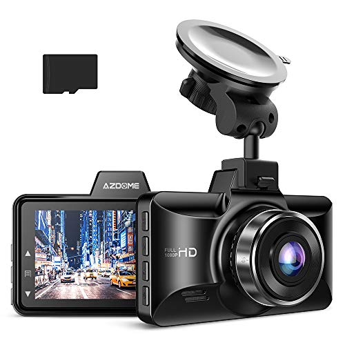 AZDOME Dashcam 1080P FHD Autokamera mit 3 Zoll Bildschirm, 150° Weitwinkelobjektiv, Loop-Aufnahme, G-Sensor, Parküberwachung, 32G SD-Karte[M01 Pro&SD-Karte]