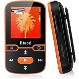 Etacé MP3 Player Bluetooth 5.3, Sport Musik-Player mit 16GB internen Speicher, UKW-Radio, E-Book, Schrittzähler, Sprachaufzeichnung und Unterstützung für bis zu 128 GB TF/Micro SD-Karte