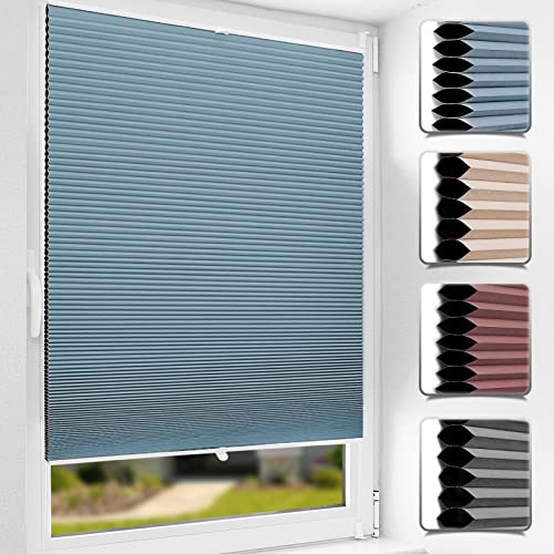 Wabenplissee 40x130(BxH) Hellblau Thermorollo Klemmfix Plissee Sichtschutz & Sonnenschutz Rollos für Fenster & Tür