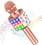 GeschenPark Karaoke Mikrofon Kinder mit LED Licht, Tragbare Drahtloses Bluetooth Mikrofon Lautsprecher, Heim KTV Karaoke Gerät, Ostergeschenke Spielzeug für Kinder, Mädchen und Erwachsene