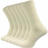 GAWILO Damen & Herren Socken aus 100% reiner Baumwolle (6 Paar) | dicke Strümpfe mit Komfortbund | ohne drückende Naht über den Zehen | verstärkt & atmungsaktiv (43-46, natur)