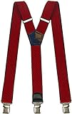 Hosenträger für Herren breit extra starken 4 cm mit 3er Clips Y-Form Lange für Männer und Damen Hose (Rot)