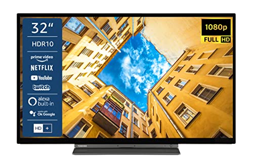 Toshiba 32LK3C63DAY 32 Zoll Fernseher / Smart TV (Full HD, HDR, Triple-Tuner, Alexa Built-In, Bluetooth) - 6 Monate HD+ inklusive [2022] [Energieklasse F]