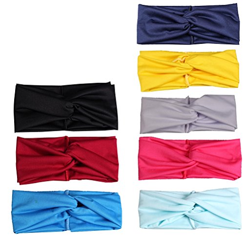 Frcolor Damen elastische Stirnband verdrehte Handband Turban-Kopf Verpackung für Zoga oder Mode 8pcs (8 Farben)