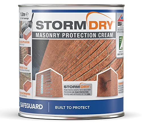 Stormdry Fassadenschutzcreme (1L) - Farblose Imprägnierung für Ziegel, Stein, Mauerwerk und Granit - Atmungsaktiv und mit 25 Jahren Schutz gegen Feuchtigkeit - Hochwirksame Ein-Schicht-Anwendung