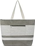 normani Sommertasche Damen Tasche Schultertasche 20 Liter Volumen - Strandtasche mit Außentasche mit Reißverschluss Farbe Grau