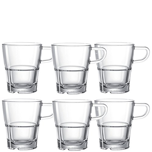 LEONARDO HOME Tasse Senso 6-er Set, 250 ml, Kaffee-Tasse, Henkel-Becher, stapelbar, mikrowellengeeignet ,014649