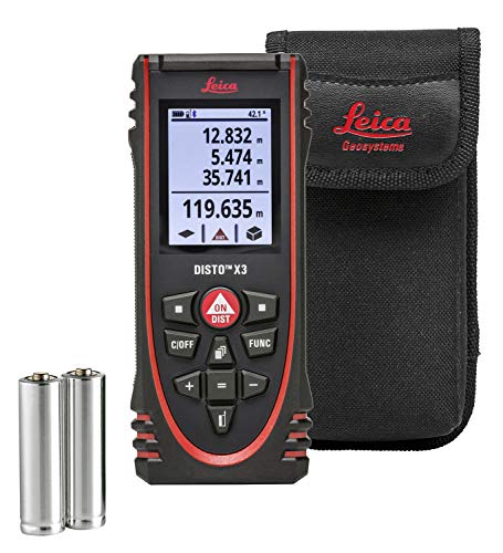 Leica DISTO X3 – robuster Laser Entfernungsmesser (Schutzklasse IP65) mit Bluetooth (App-Nutzung) für Distanzmessungen unter härtesten Bedingungen (Innenbereich mit 150 m Reichweite)