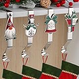 EBANKU Strumpfhalter für Kaminsims Strumpfhalter für Kaminsims Weihnachtsstrumpfhalter,4 Stück Weihnachtsstrumpf Aufhänger für Kamin, rutschfeste, stabile Kaminsims-Strumpfhaken für Weihnachten