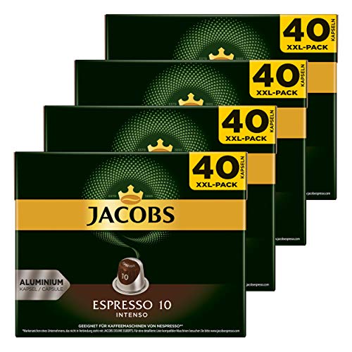 Jacobs Espresso 10 Intenso, Kaffeekapseln, Nespresso Kompatibel, Kaffee, 160 Kapseln, á 5.2 g
