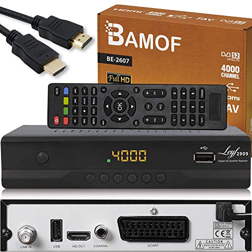 Bamof BE-2607 Digital Satelliten Sat Receiver - ( HDTV , DVB-S/S2 , HDMI , SCART , 2X USB 2.0 , Full HD 1080p) [Vorprogrammiert für Astra Hotbird Türksat] [Energieklasse A+++]