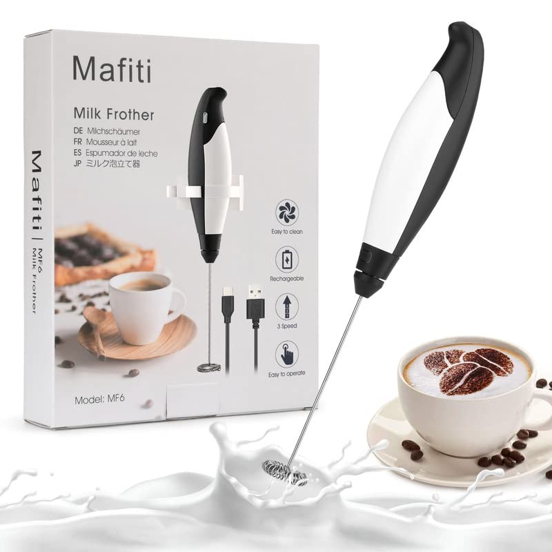 Elektrischer Milchaufschäumer-Stab, USB Aufladbar Handheld Milchaufschäumer Mixer, Elektrischer Milk Frother mit 3 Geschwindigkeiten, Milchaufschäumer Handgerät für Latte