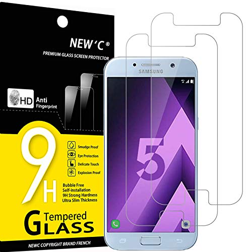 NEW'C 2 Stück, Panzer Schutz Glas für Samsung Galaxy A5 2017, Frei von Kratzern, 9H Härte, HD Displayschutzfolie, 0.33mm Ultra-klar, Ultrabeständig