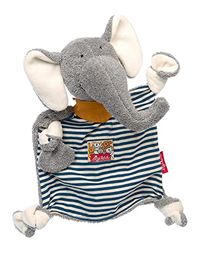 SIGIKID 39378 Schnuffeltuch Elefant Kuscheltuch Mädchen und Jungen Babyspielzeug empfohlen ab Geburt grau/blau