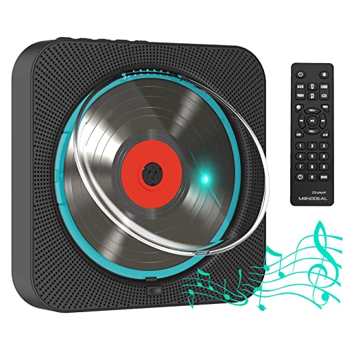 Tragbarer CD Player mit Bluetooth, MONODEAL Wandmontierbares CD-Player mit HiFi Lautsprecher, Home Audio Boombox FM-Radio USB MP3 Musik Player mit Fernbedienung