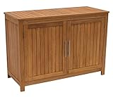 DEGAMO Holz Gartenschrank Cabinet 120x50cm mit Zwei Ebenen, Eukayltpus