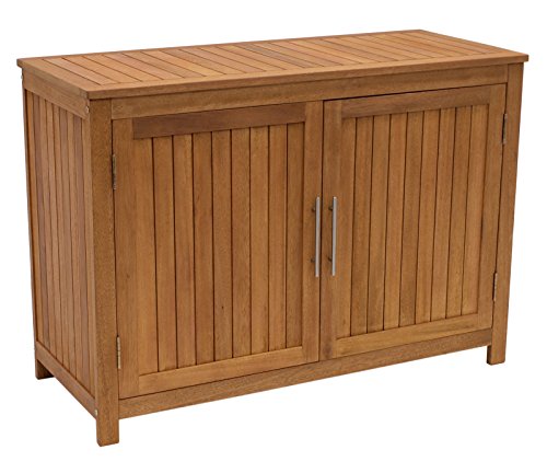 DEGAMO Holz Gartenschrank Cabinet 120x50cm mit Zwei Ebenen, Eukayltpus