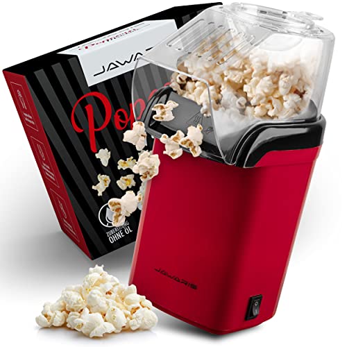 Jawaris – Popcornmaschine Heißluft [1200W/240V/60Hz] – Schneller Popcorn Maker mit Antihaftbeschichtung – Luftiges Popkorn Zuhause – Fettfrei & Ölfrei – Dosierlöffel & Becher