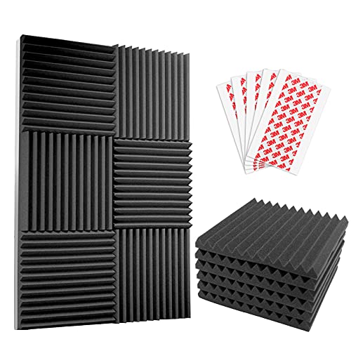 Komake 12 Platten Akustikschaumstoff Noppenschaumstoff,Platten Schalldämmung Akustikschaumstoff Schalldämmung für Tonstudio Schallabsorbierende Dämpfungswand Schaumpyramide (30x30x2.5cm) (12 Stück)