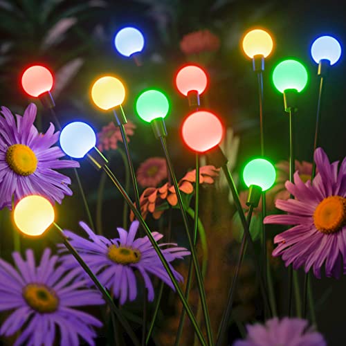 PUAIDA Solarlampen für Außen Garten, 2 Pack Glühwürmchen Solarleuchten Garten Deko mit 2 Modi und 8 Farbige LED, IP65 Wasserdicht Solar Swaying Dekorative Leuchte für Garten Balkon Hof Terrasse