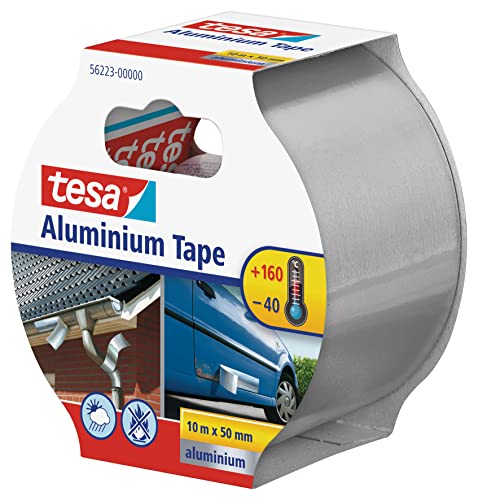 tesa Aluminium Klebeband/Selbstklebendes Aluminiumband für Reparaturen von metallischen Oberflächen / 10m x 50mm