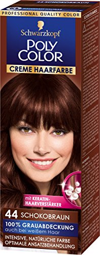 Schwarzkopf Poly Color Creme Haarfarbe, 44 Schokobraun Stufe 3, 3er Pack (3 x 83 ml)