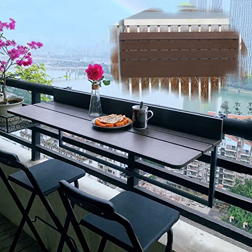 AMSXNOO Balkontisch klappbar, Balkonhängetisch Geländer Verstellbar Metall Klapptisch Wandklapptisch, Outdoor-Tisch Hängetisch für Kaffeetisch Terrasse Camping Gartentisch (Farbe : Curry)
